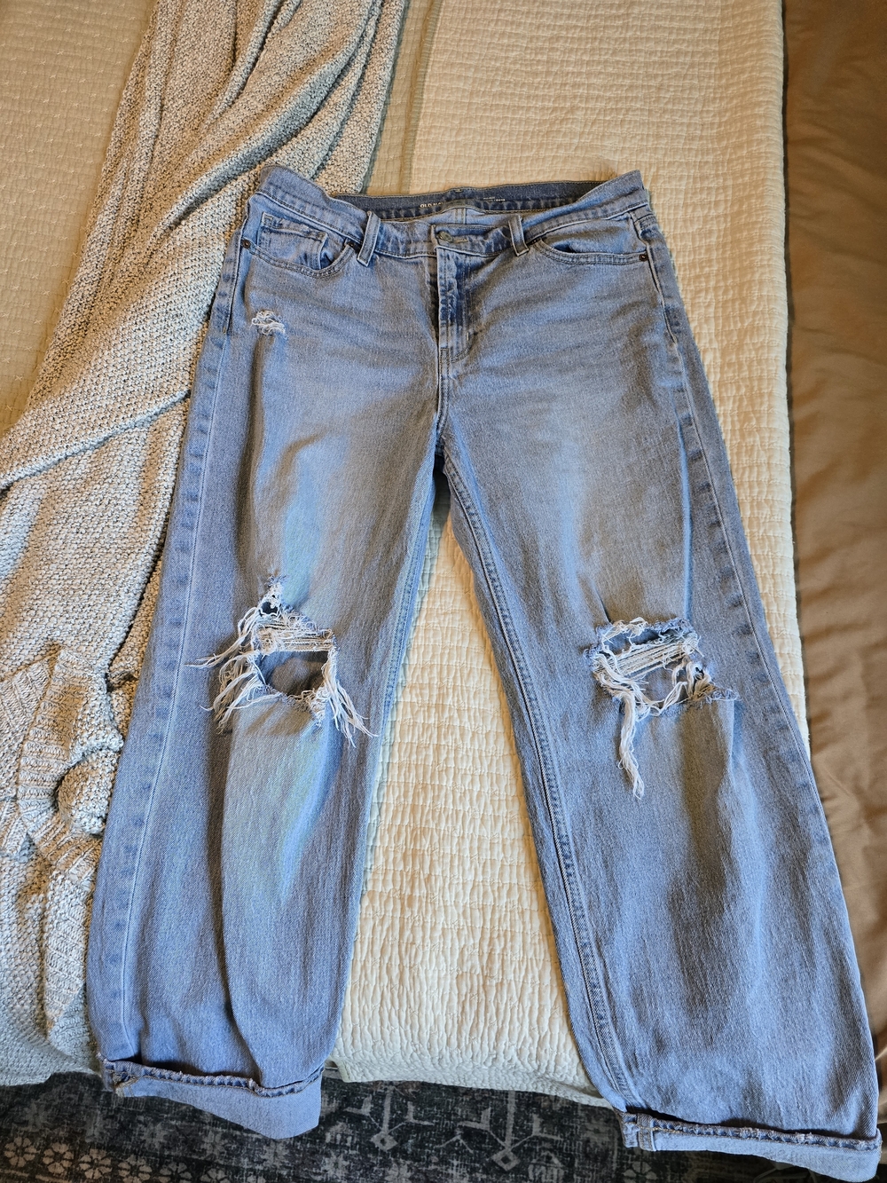 Old Navy Light Blue Distressed Boyfriend Jeans
